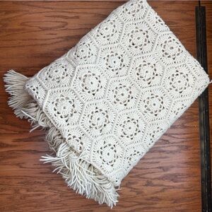 Cream crochet afghan throw
